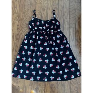 Disney Minnie Mouse Black Dress Sz L/XL Red Bow Print Fit & Flare Sleeveless